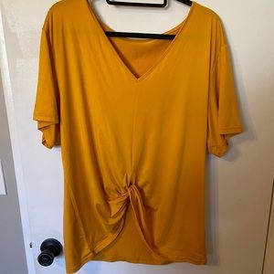 SHEIN Mustard Yellow Faux Knot Hem Top